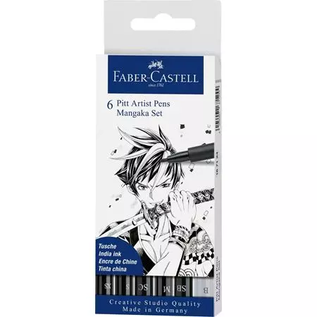 Ritpennset Faber-Castell Pitt Manga 6 pennor, - Mangaka