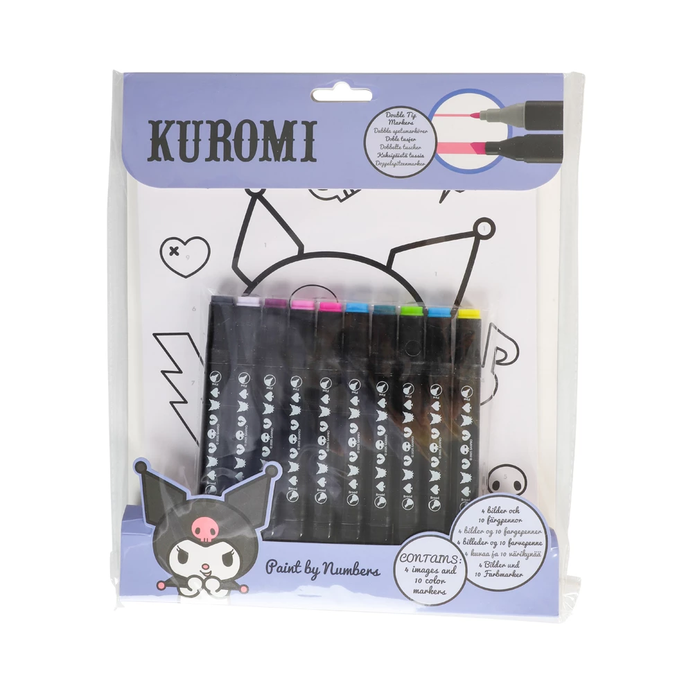 M�larset Kuromi paint by number - 4 motiv med 10 pennor
