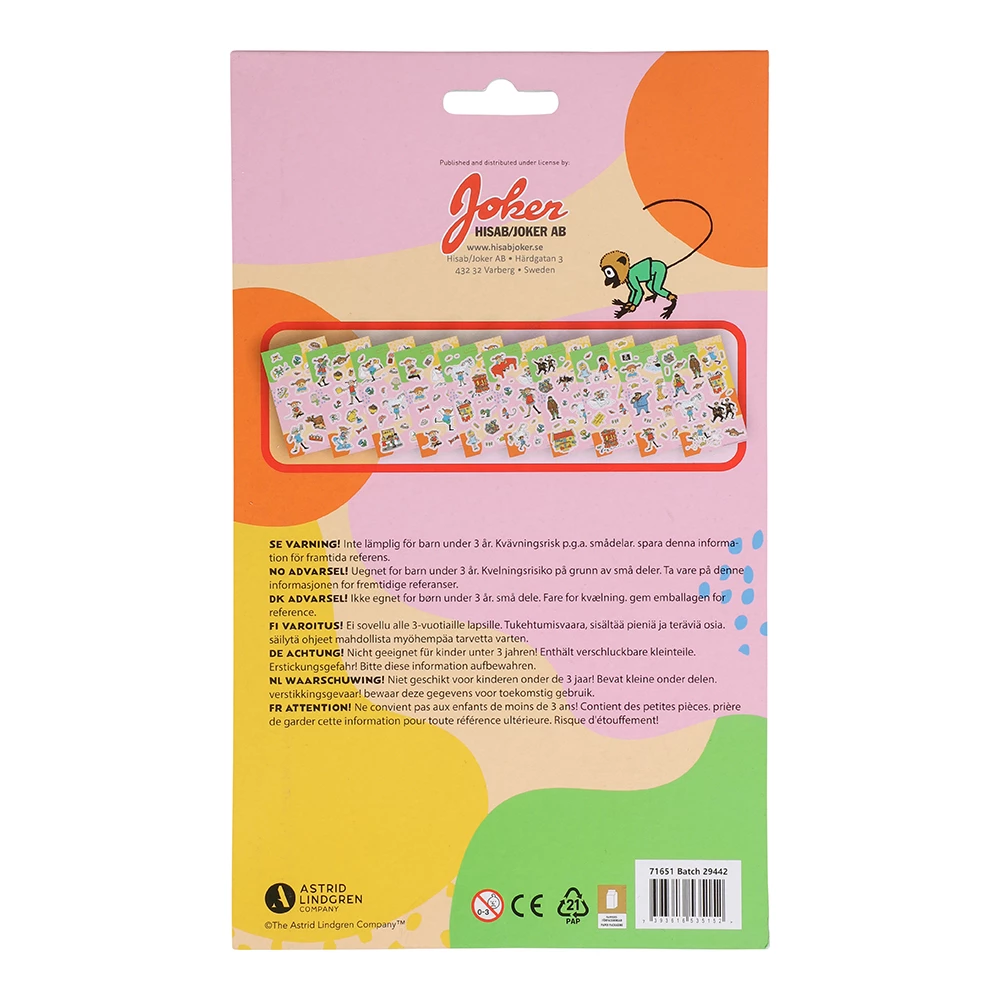 Klisterm�rkesbok Pippi L�ngstrump - 12 sidor