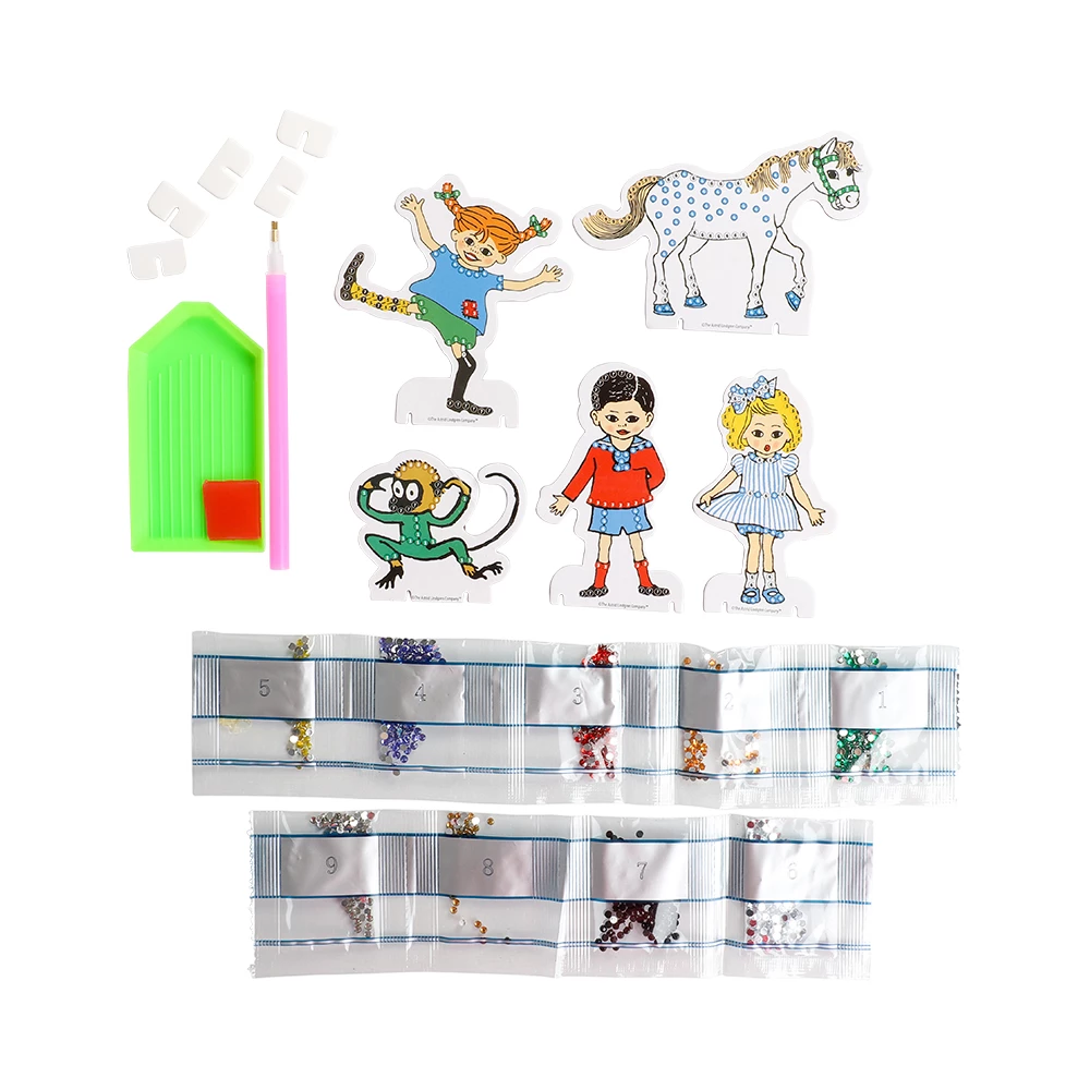 Diamond painting Pippi L�ngstrump - 5 motiv med strassp�rlor