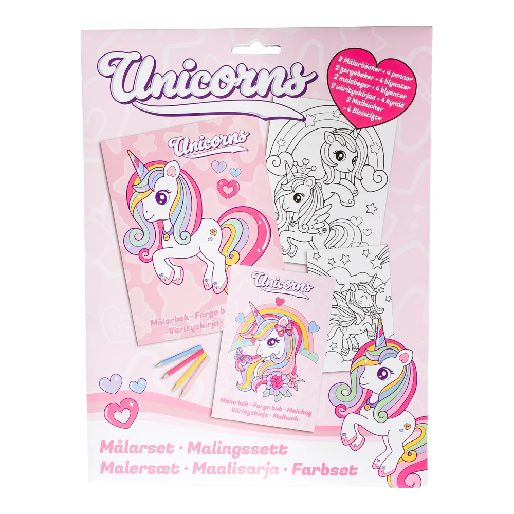 M�larset enh�rning - 2 m�larb�cker med 4 f�rgpennor