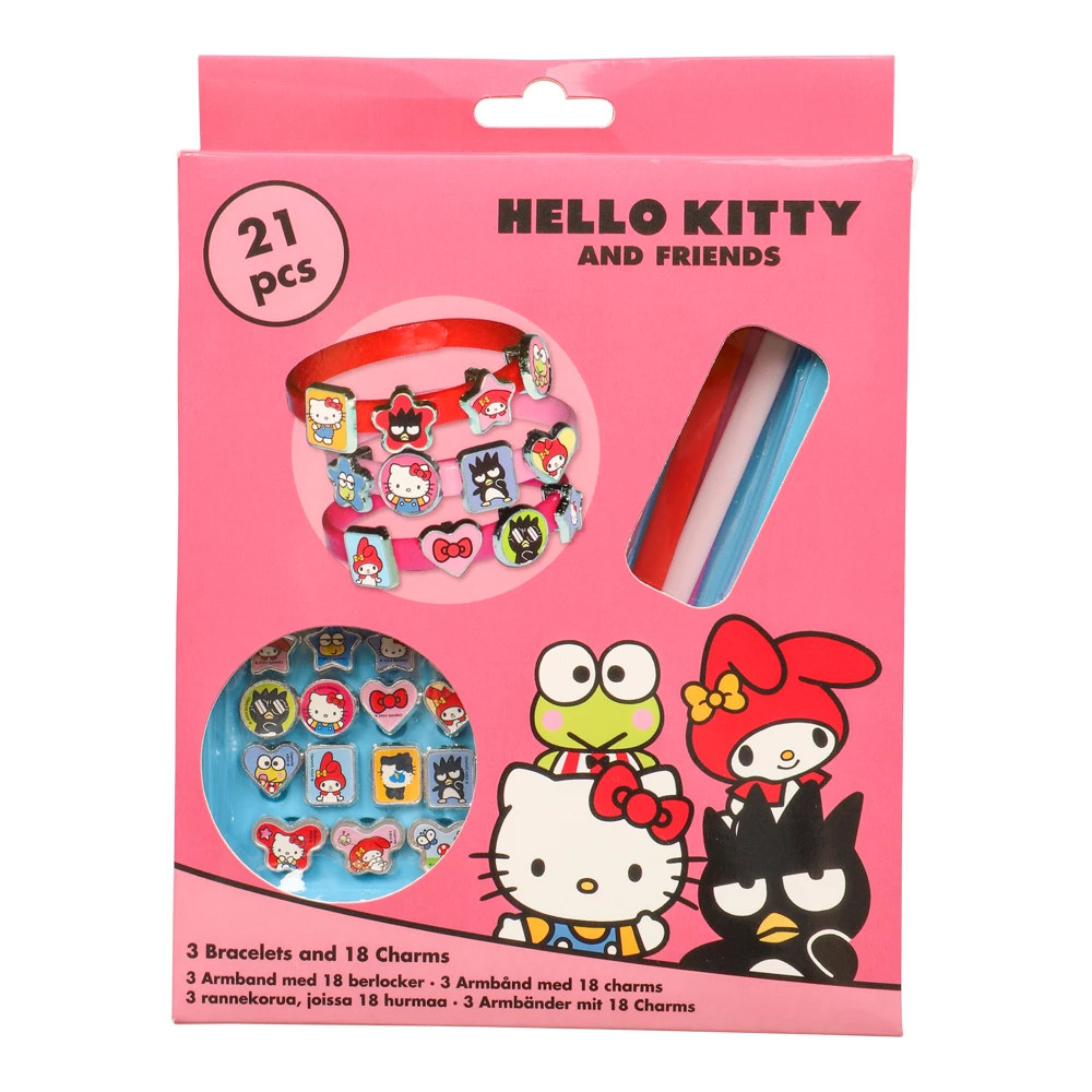 Armbandset Hello Kitty - 3 armband med 18 berlocker