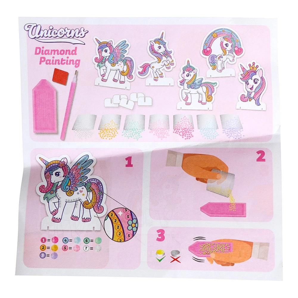 Diamond painting enh�rning - 5 motiv med strassp�rlor