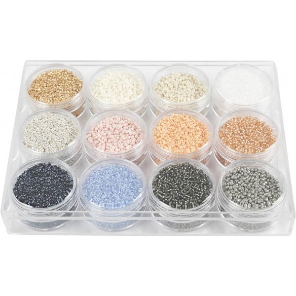 Rocaillepärlor - dova färger - 12 x 15 g Rocaillepärlor - dova färger - 12 x 15 g