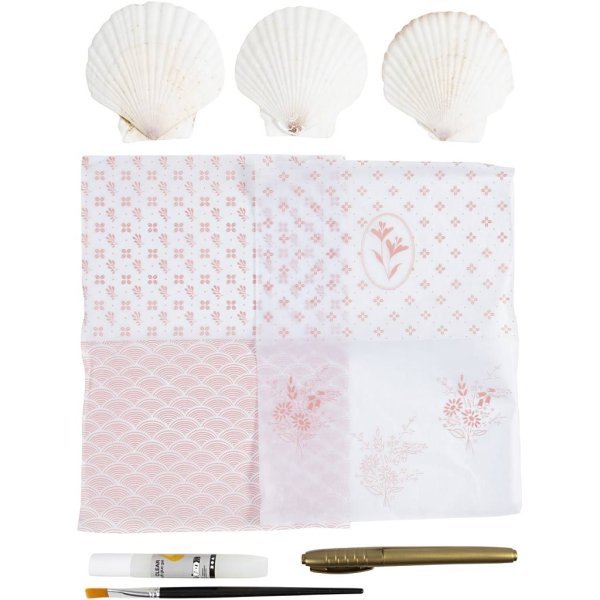 Mini DIY-sett Decoupage Blåskjell Myk rosa Mini DIY-sett Decoupage Blåskjell Myk rosa