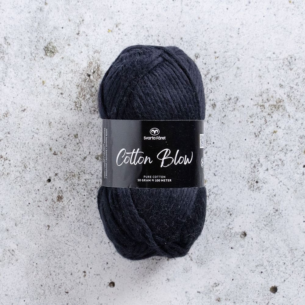 Cotton Blow 50g Pitch Black - Bomullsgarn, Garn, Sticka & virka