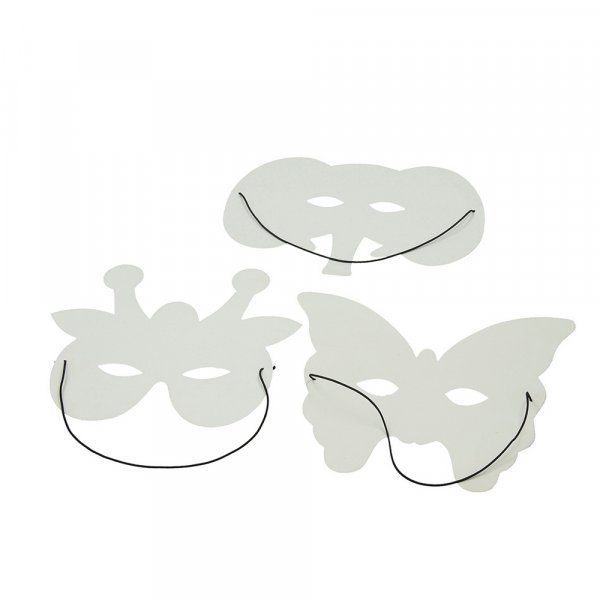 Vita ansiktsmasker 3 st - Elefant, Giraff, Fjril