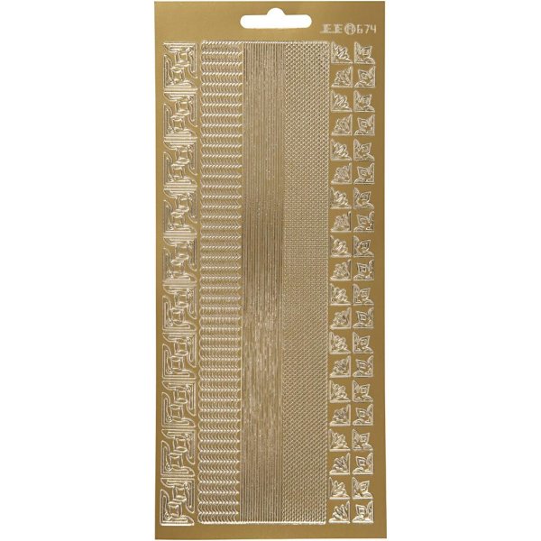 Klistermærker kanter 10x23 cm guld - 1 ark Klistermærker kanter 10x23 cm guld - 1 ark
