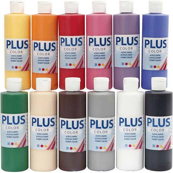 Plus Color Hobbyfärg - standardfärger - 12 x 250 ml Plus Color Hobbyfärg - standardfärger - 12 x 250 ml