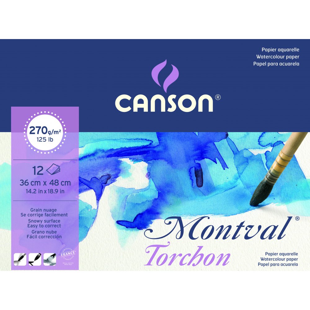 Canson Montval 300 g - 36x48 cm - Akvarelpapir, Blok