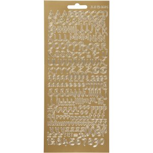 Klisterm�rker bogstaver 10x23 cm guld - 1 ark