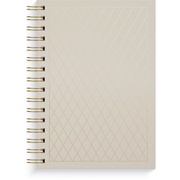 Notesbog A5 med diamantmønster, linjeret og spiralindbundet Notesbog A5 med diamantmønster, linjeret og spiralindbundet