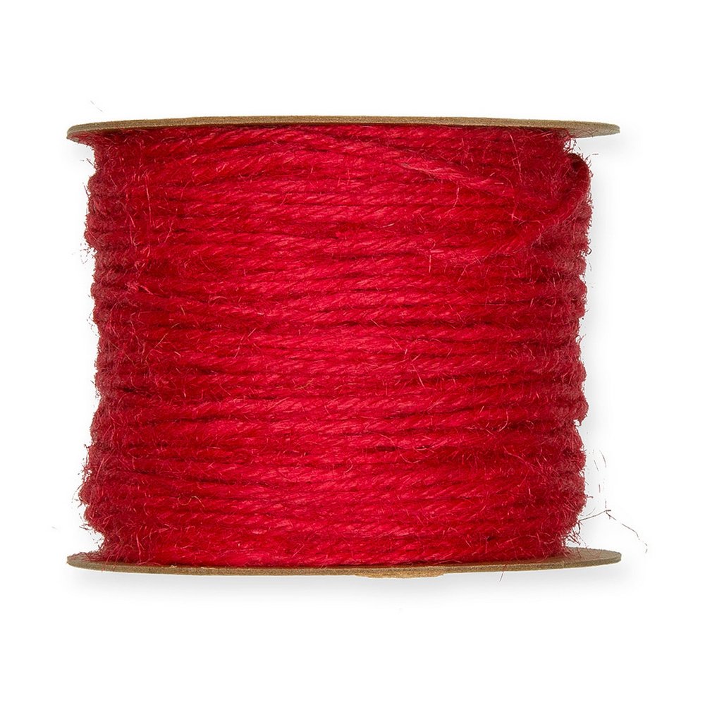Jutesnor 2 mm 50 m - Rød - Jutesnøre, Snor, Tekstilbånd & snor