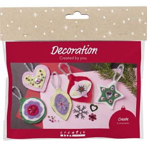 DIY-sæt julepynt i filt blandede farver 5 stk. DIY-sæt julepynt i filt blandede farver 5 stk.