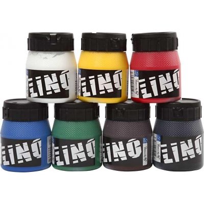 Linoleumsmaling - blandede farver - 7 x 250 ml