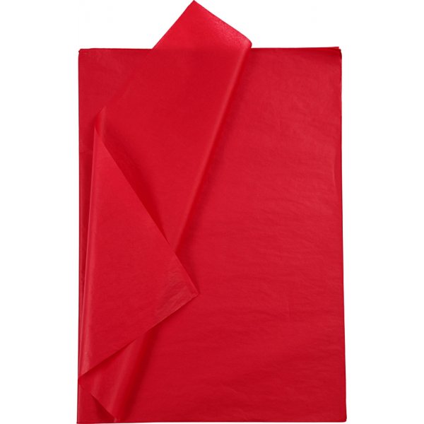 Silkespapper - röd - 50 x 70 cm - 14 g -25 ark Silkespapper - röd - 50 x 70 cm - 14 g -25 ark