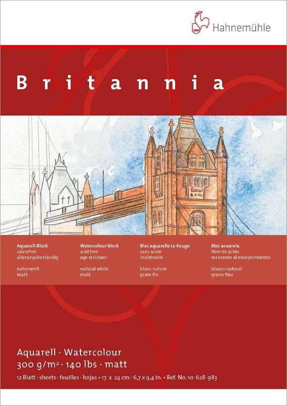 Akvarelblok Hahnemühle Britannia 300 g Mat - 30x40cm - Akvarelpapir, Blok