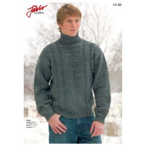 Strikkeopskrift - Mnsterstrikket sweater med polokrave
