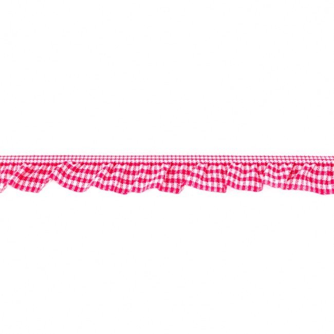 Bort/kantbånd - Elastik, Plisseret - Fuchsia - Rand, Bånd & dekorationsbånd, Tekstilbånd & snor