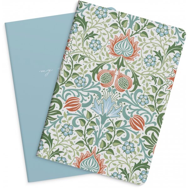 Anteckningsb�cker blue & flower linjerade - 2-pack