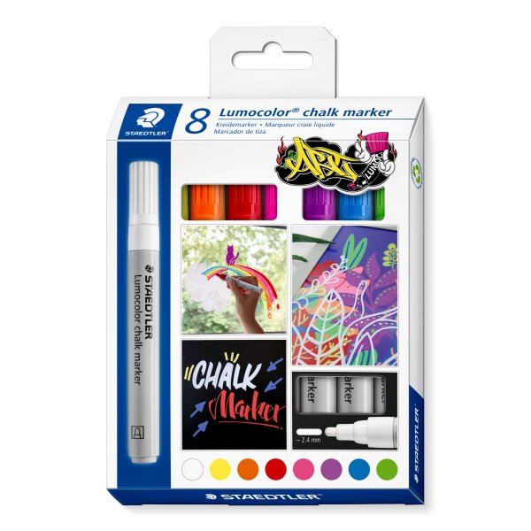Kridtmark�rer Lumocolor 8 stk. assorterede farver