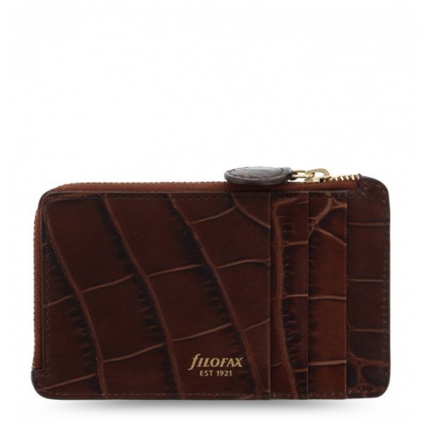 Kortholder Filofax Classic Croc Zip - Svart