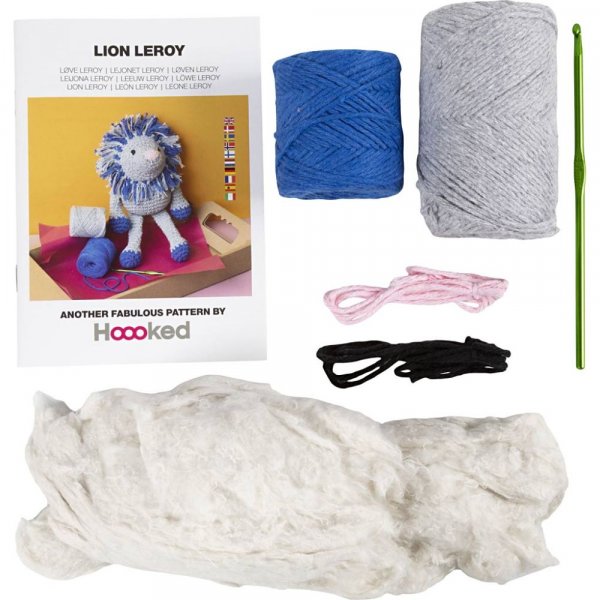 DIY kit amigurumi l�ve marinebl� og lysegr� - 1 pakke.