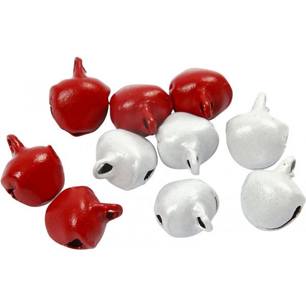 Bjällror - röd/vit - 50 st - Ø8 mm Bjällror - röd/vit - 50 st - Ø8 mm