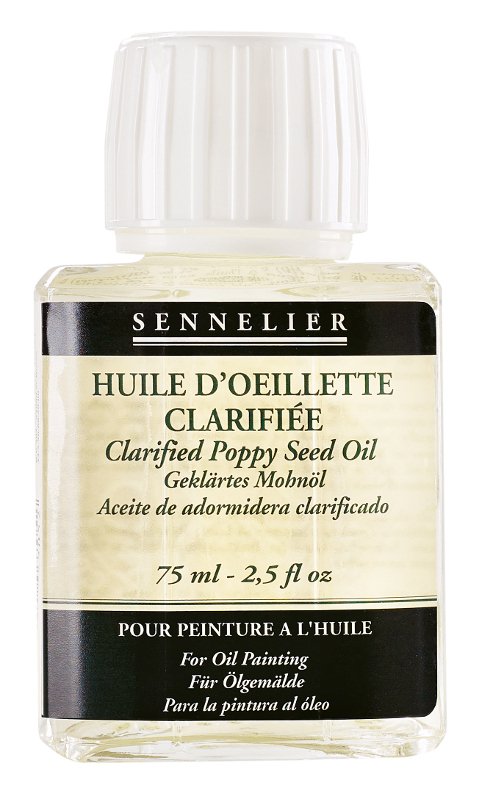 Oliemedium Sennelier 75 ml - Clarified Poppy Seed Oil - Medium til oliemaling, Malermedium, Fernis og kunstner medier til kunstmaling
