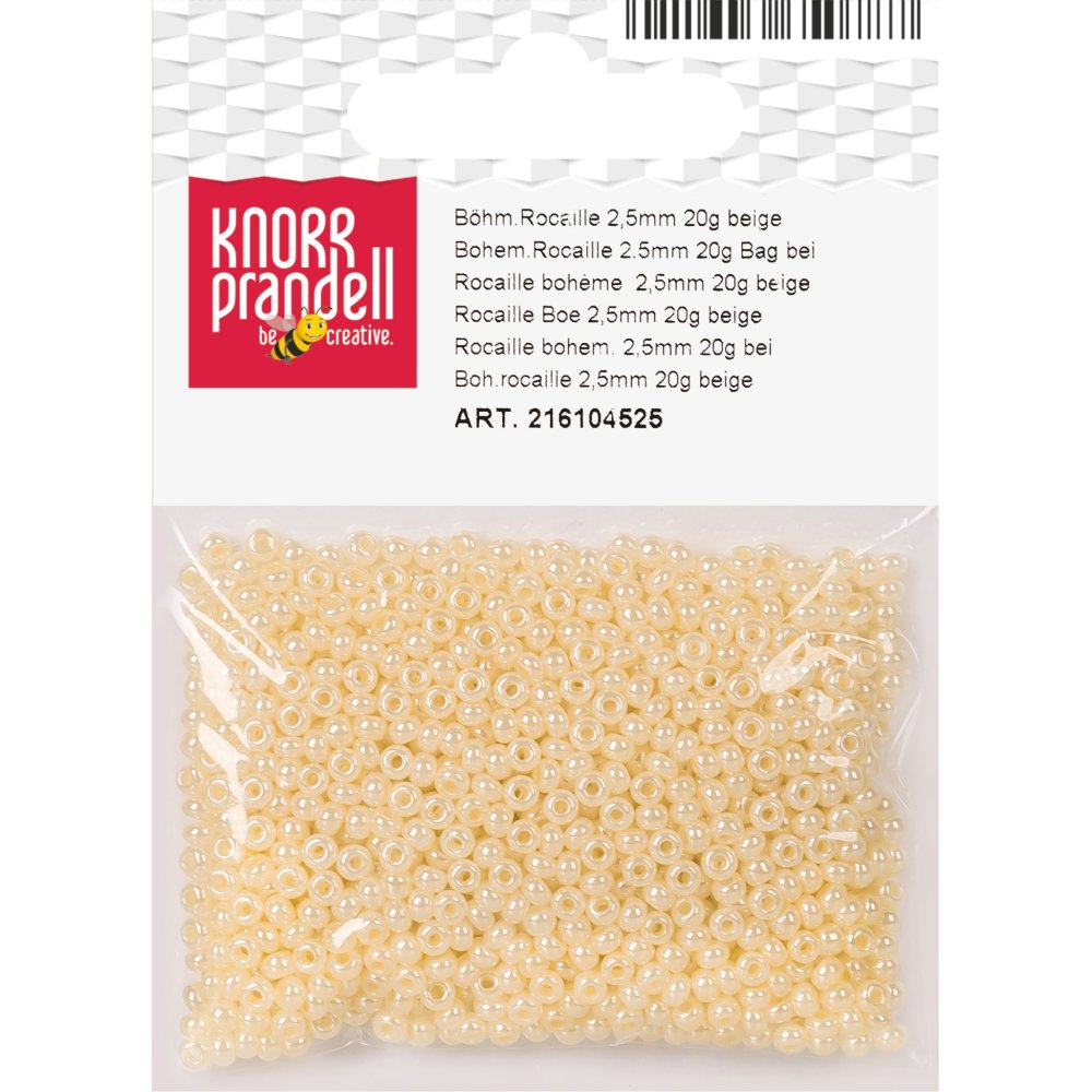Bohemiska rocaillepärlor 2,5 mm beige 20 g - Mixar av rocaillespärlor, Rocaillespärlor, Pyssla