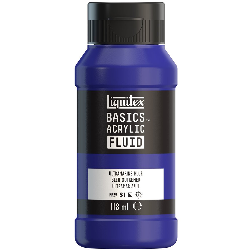 Akrylfärg - Liquitex Basics Fluid - 118ml - Ultramarine Blue - Akrylfärger, Konstnärsfärger