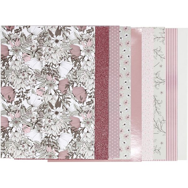 Vivi Gade designpapper i block - beige/rosa - 24 ark Vivi Gade designpapper i block - beige/rosa - 24 ark