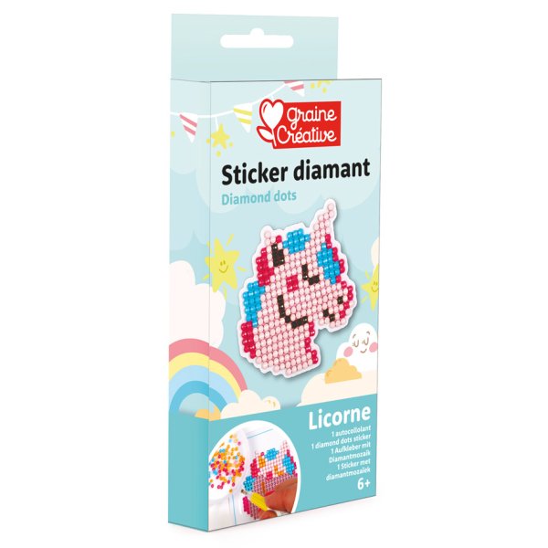 Diamond mosaic-kit med enhörning - klistermärke 10 cm Diamond mosaic-kit med enhörning - klistermärke 10 cm