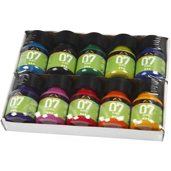 A-Color Glas - mixade färger - 10 x 30 ml A-Color Glas - mixade färger - 10 x 30 ml
