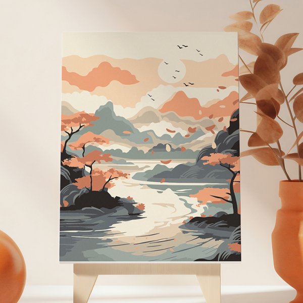 Målarset med nummer 20 x 30 cm – asiatisk motiv Målarset med nummer 20 x 30 cm – asiatisk motiv