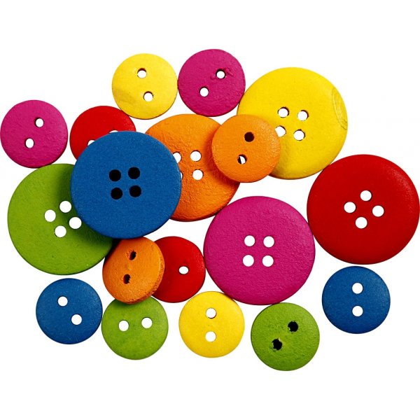 Träknappar - Ø12-20 mm - mixade färger - 360 st Träknappar - Ø12-20 mm - mixade färger - 360 st