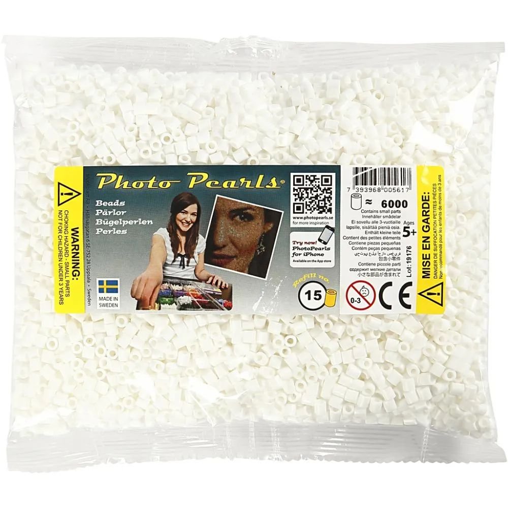NABBI PhotoPearls - Hvid (15) - 6000 stk - Photo Pearls, Perler & perleplader, Håndværk
