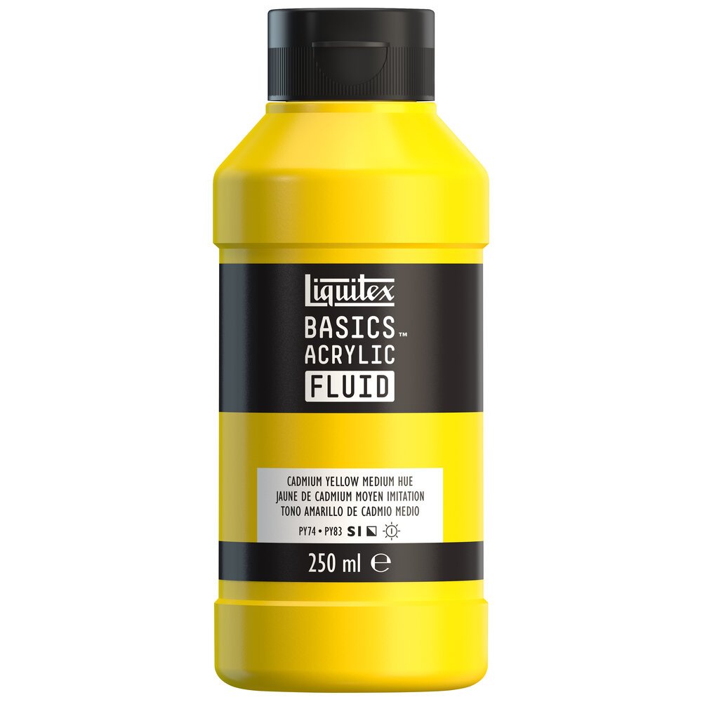 Akrylfärg - Liquitex Basics Fluid - 250ml - Cadmium Yellow Medium Hue - Akrylfärger, Konstnärsfärger