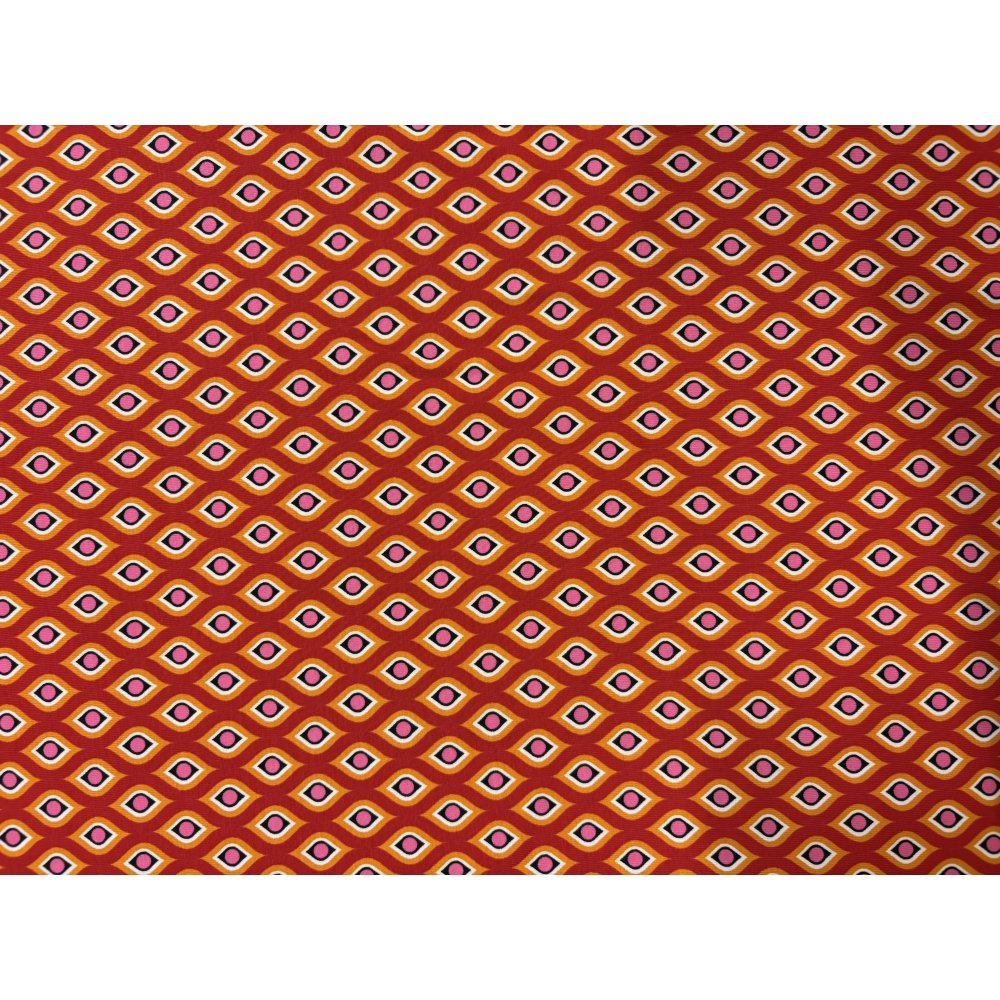 Jersey med print - Retrodråber - Rød - Mønstret strik, Strikstof, Stof
