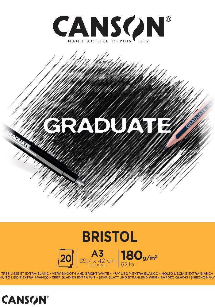 Graduate Bristolblock 180 g 20 ark - A3 - Øvrige papirer, Blok