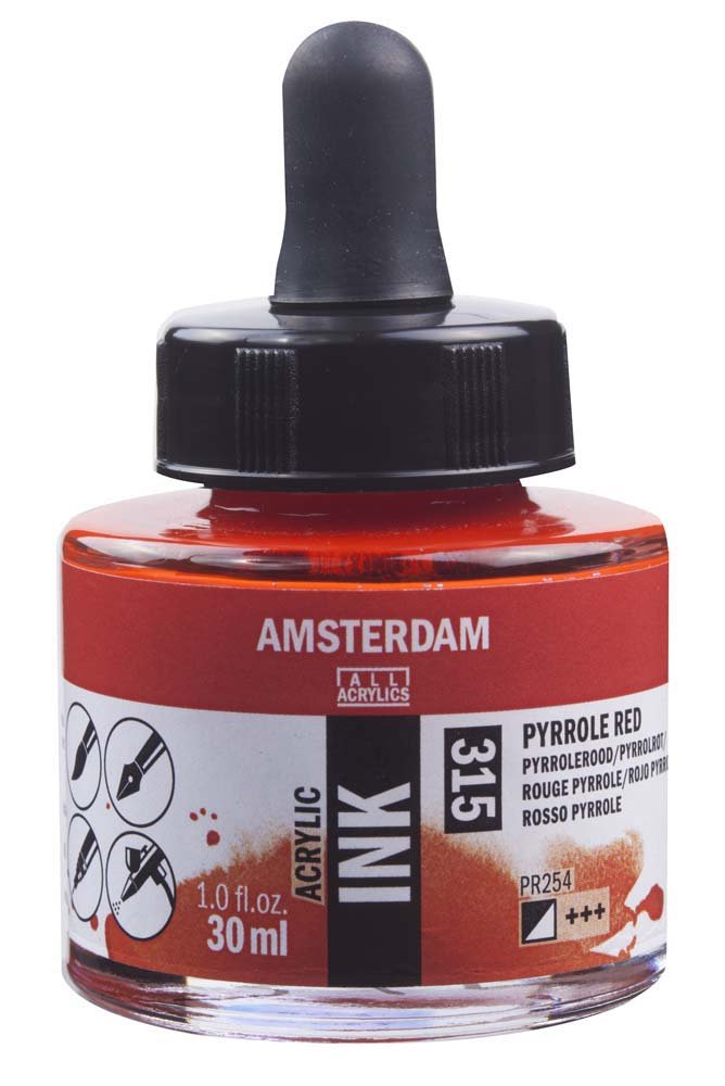 Akrylblekk Amsterdam 30 ml - Pyrrole Red - Tusj & blekk, Kunstnermalinger