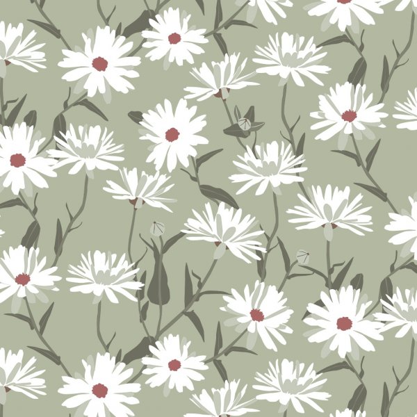 Vaxduk med Pr�stkrage motiv - Gr�n