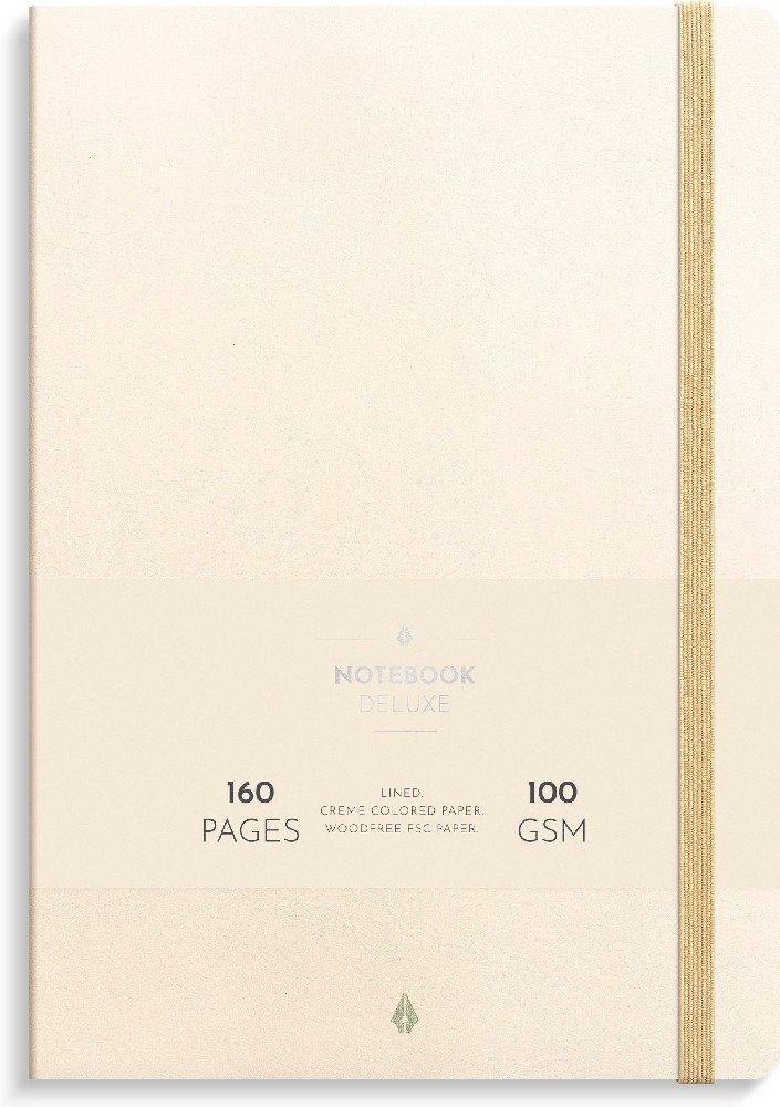 Burde Notesbog Deluxe - B5 linieret - Beige - Notesbøger, Kontorartikler