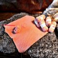 Kundbild Soft Cotton 50g - Gammelrosa: Arbete pågår - kofta på fri hand