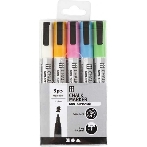 Chalk Markers - starka färger - 5 st Chalk Markers - starka färger - 5 st