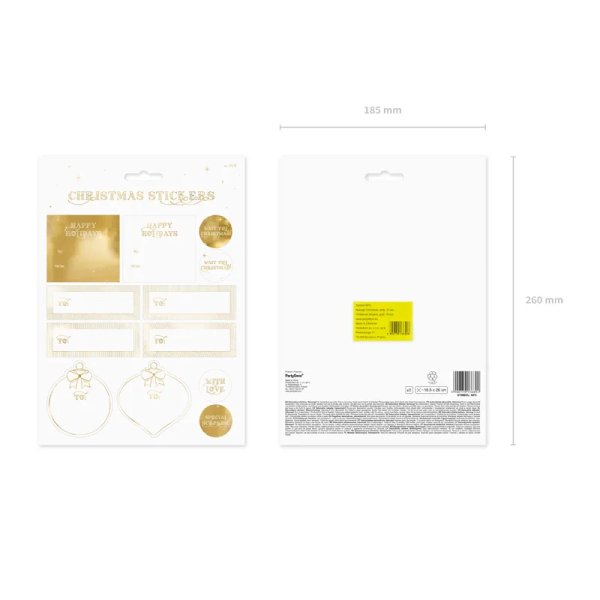 Julstickers 6,5–8,5 cm guld - 12 stickers Julstickers 6,5–8,5 cm guld - 12 stickers
