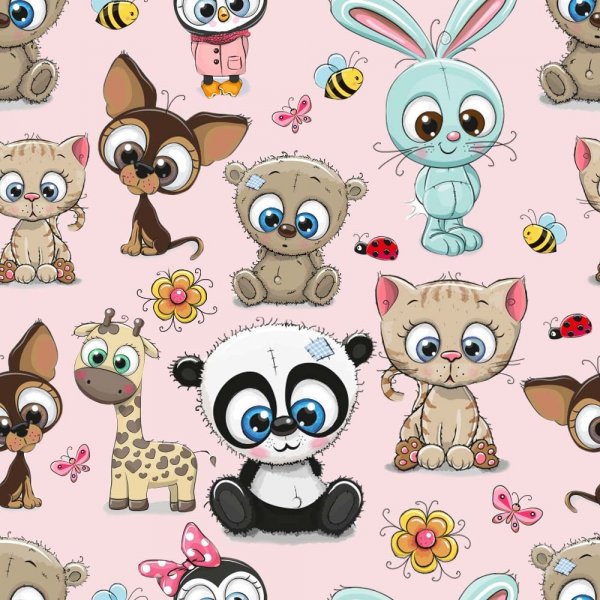 Mnstrad Trik 150 cm - St Panda Med Kompisar Rosa