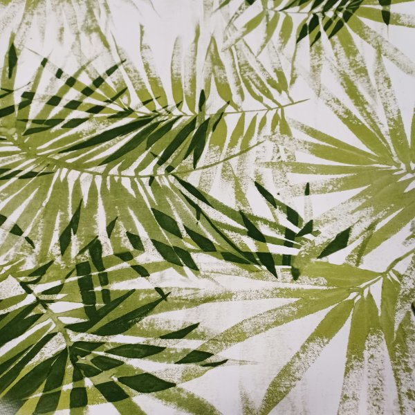 Vaxduk PVC palmblad i vit/grön 140 cm Vaxduk PVC palmblad i vit/grön 140 cm