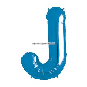 Bokstaven J-ballong bl - av folie 41 cm