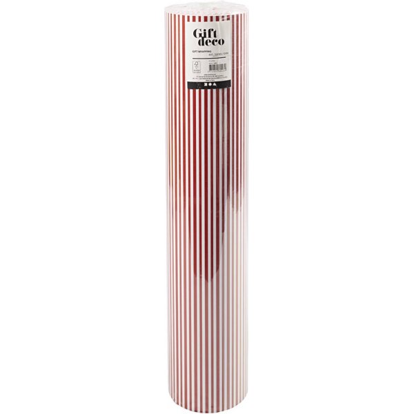 Presentpapper - röd/vit - Ränder - 100 m Presentpapper - röd/vit - Ränder - 100 m